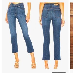 GRLFRND reed jeans raw hem Indigo high rise Cropped Jeans